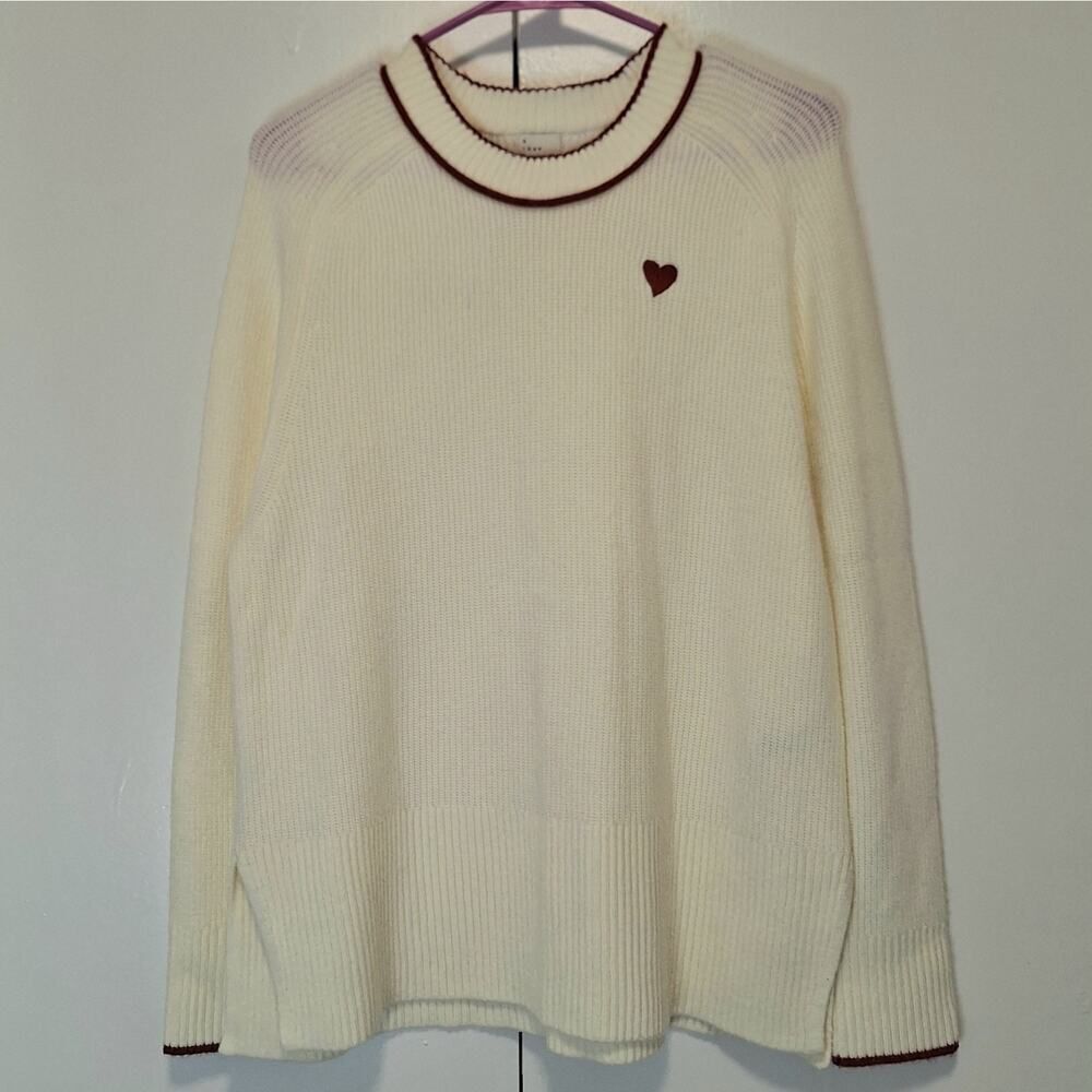 a new day Cream Heart Sweater Size Large